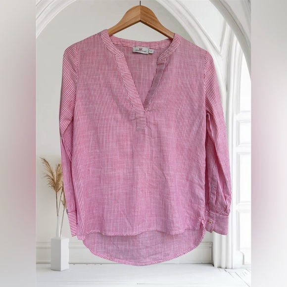 Vineyard Vines cotton blend Pink Striped Women's long sleeve top sz XS Euc, 014 - Picture 1 of 2